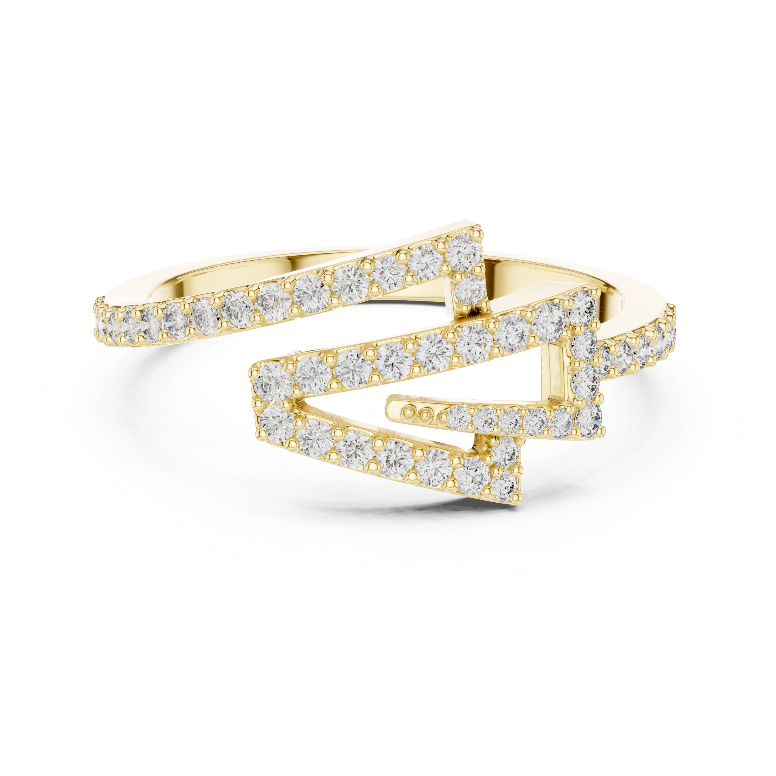 925 Silver Moissanite Geometric Zig-Zag Wrap Ring 14K Gold Plated