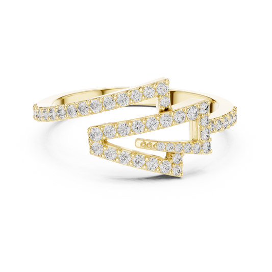 925 Silver Moissanite Geometric Zig-Zag Wrap Ring 14K Gold Plated