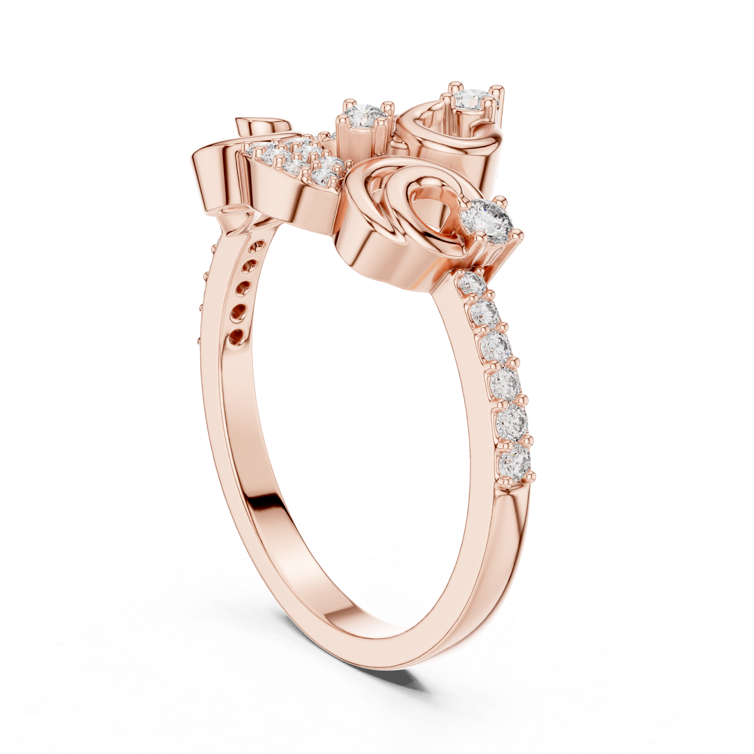 925 Silver Moissanite Vintage-Style Ornate Scrollwork Statement Ring 14K Gold Plated