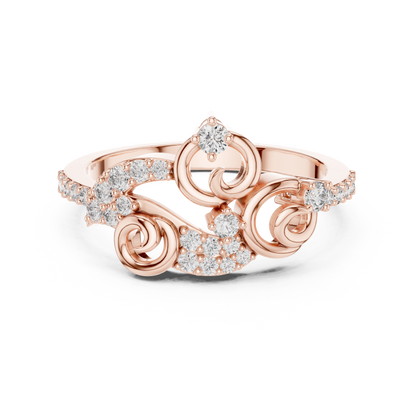 925 Silver Moissanite Vintage-Style Ornate Scrollwork Statement Ring 14K Gold Plated