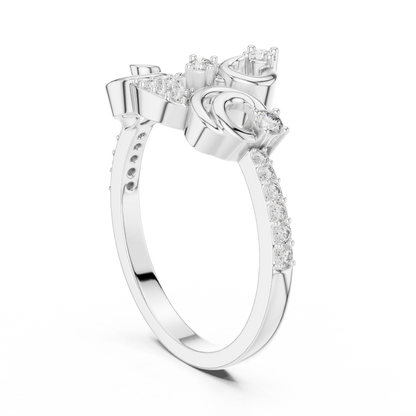 925 Silver Moissanite Vintage-Style Ornate Scrollwork Statement Ring 14K Gold Plated
