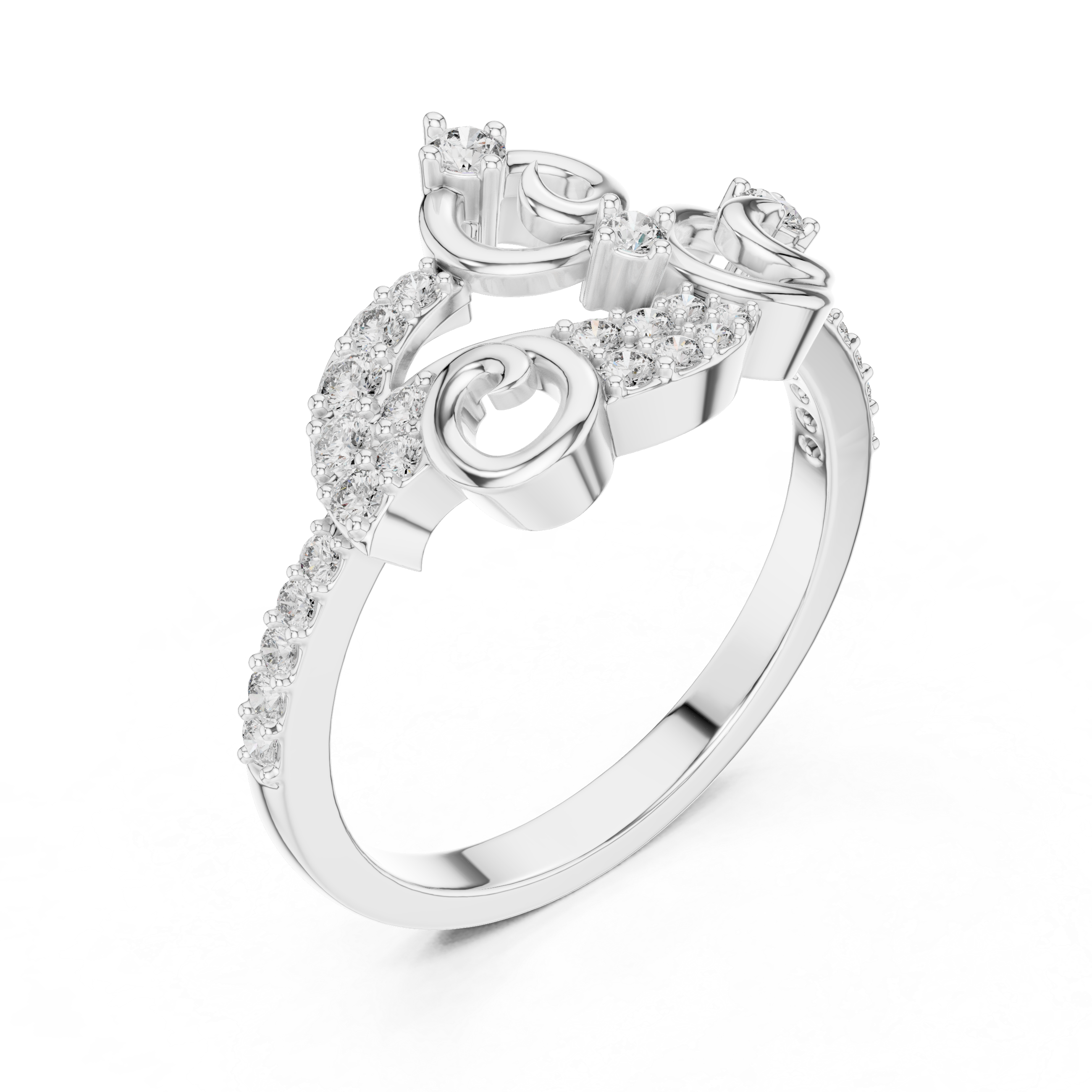 925 Silver Moissanite Vintage-Style Ornate Scrollwork Statement Ring 14K Gold Plated