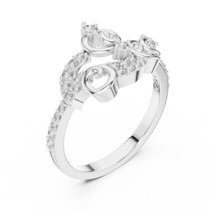 925 Silver Moissanite Vintage-Style Ornate Scrollwork Statement Ring 14K Gold Plated