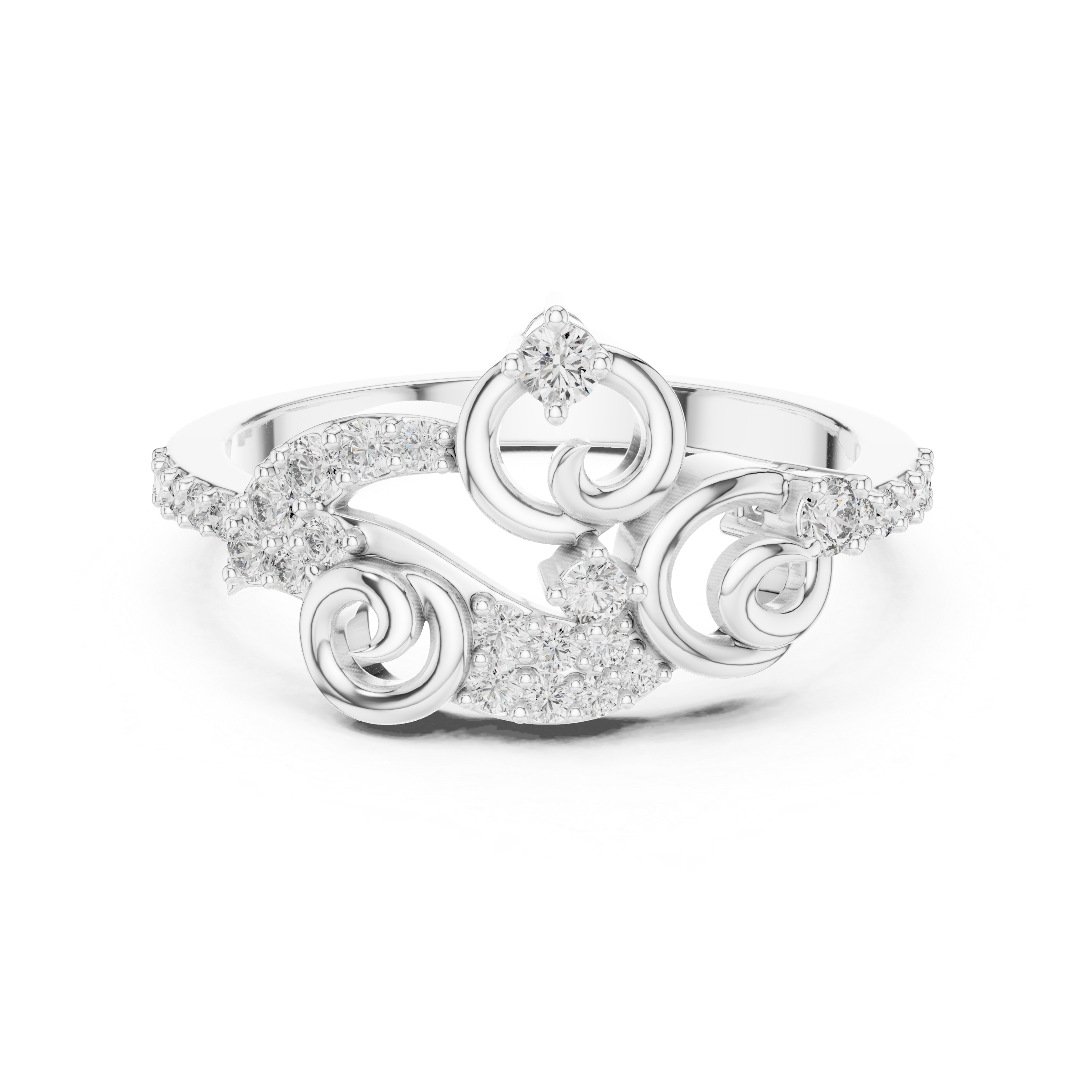 925 Silver Moissanite Vintage-Style Ornate Scrollwork Statement Ring 14K Gold Plated