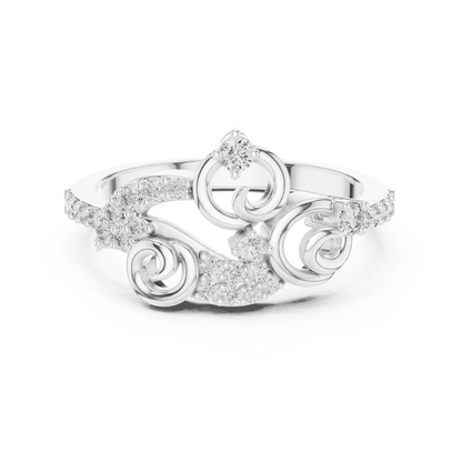 925 Silver Moissanite Vintage-Style Ornate Scrollwork Statement Ring 14K Gold Plated