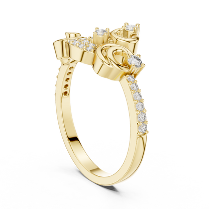 925 Silver Moissanite Vintage-Style Ornate Scrollwork Statement Ring 14K Gold Plated