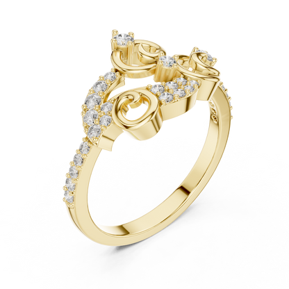 925 Silver Moissanite Vintage-Style Ornate Scrollwork Statement Ring 14K Gold Plated