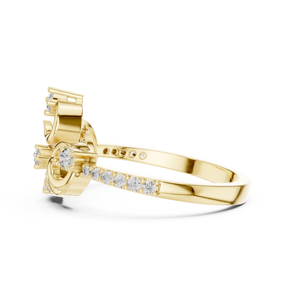 925 Silver Moissanite Vintage-Style Ornate Scrollwork Statement Ring 14K Gold Plated