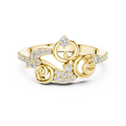 925 Silver Moissanite Vintage-Style Ornate Scrollwork Statement Ring 14K Gold Plated