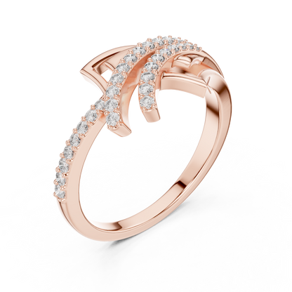 925 Silver Moissanite Geometric Crossover Bypass Ring 14K Gold Plated