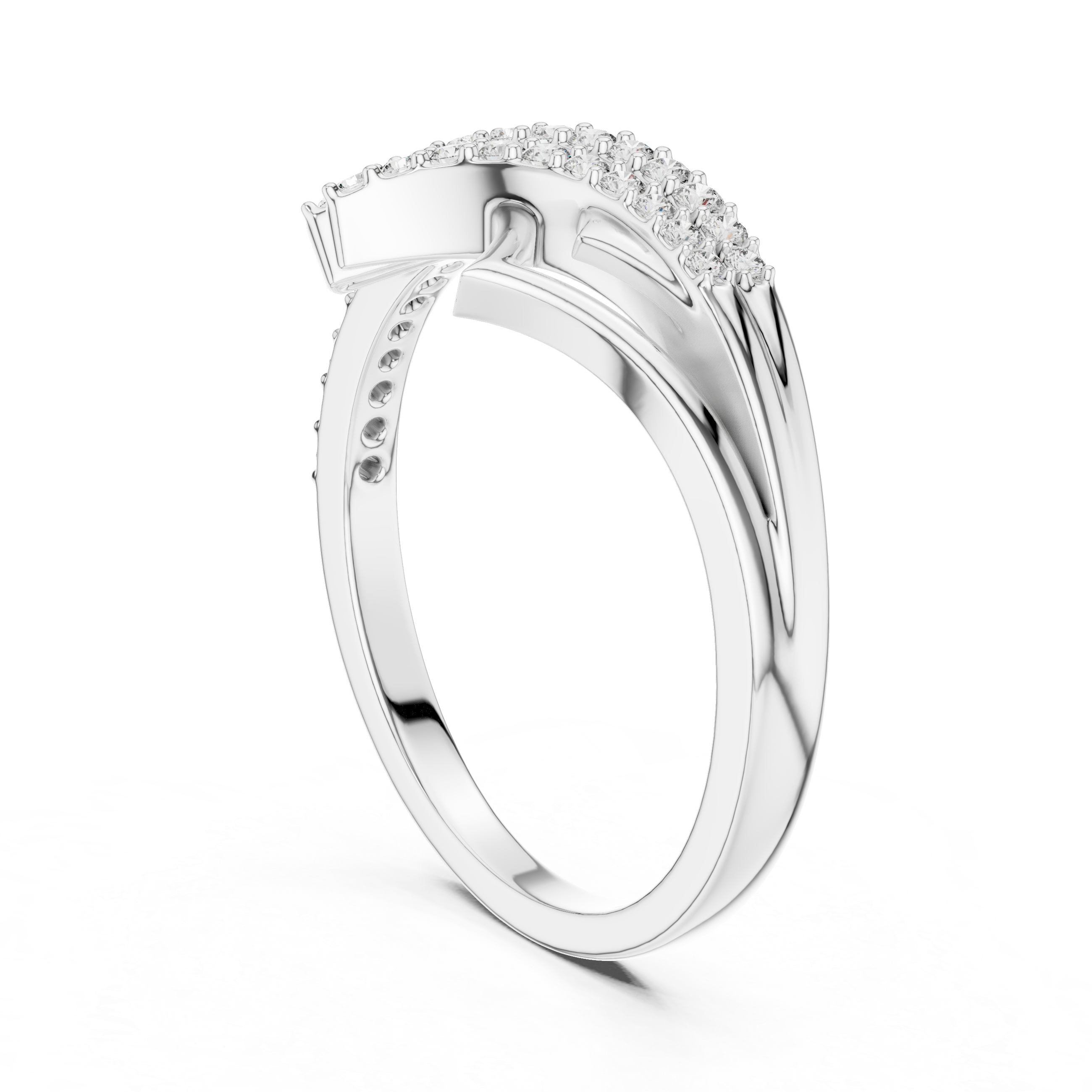925 Silver Moissanite Geometric Crossover Bypass Ring 14K Gold Plated