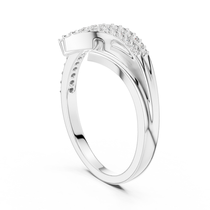 925 Silver Moissanite Geometric Crossover Bypass Ring 14K Gold Plated
