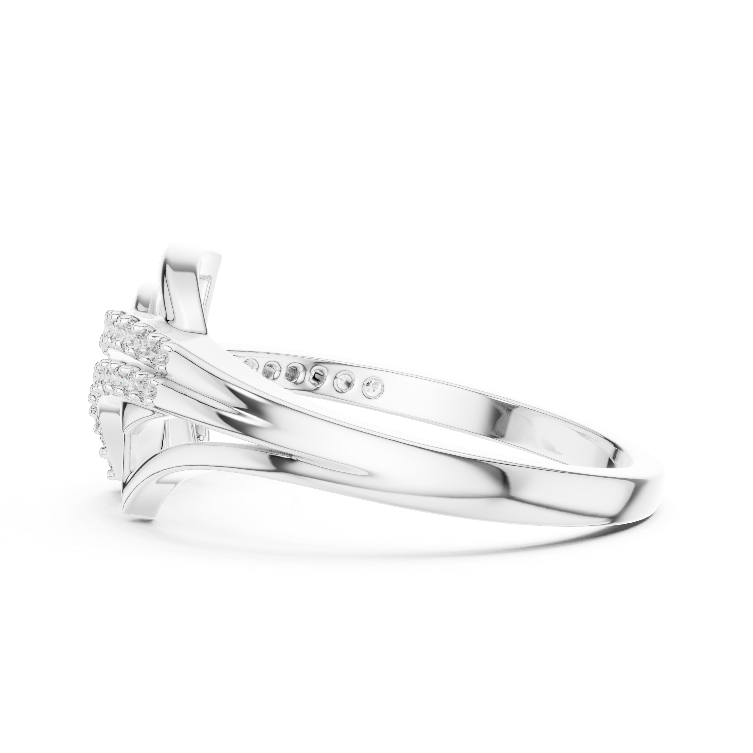 925 Silver Moissanite Geometric Crossover Bypass Ring 14K Gold Plated