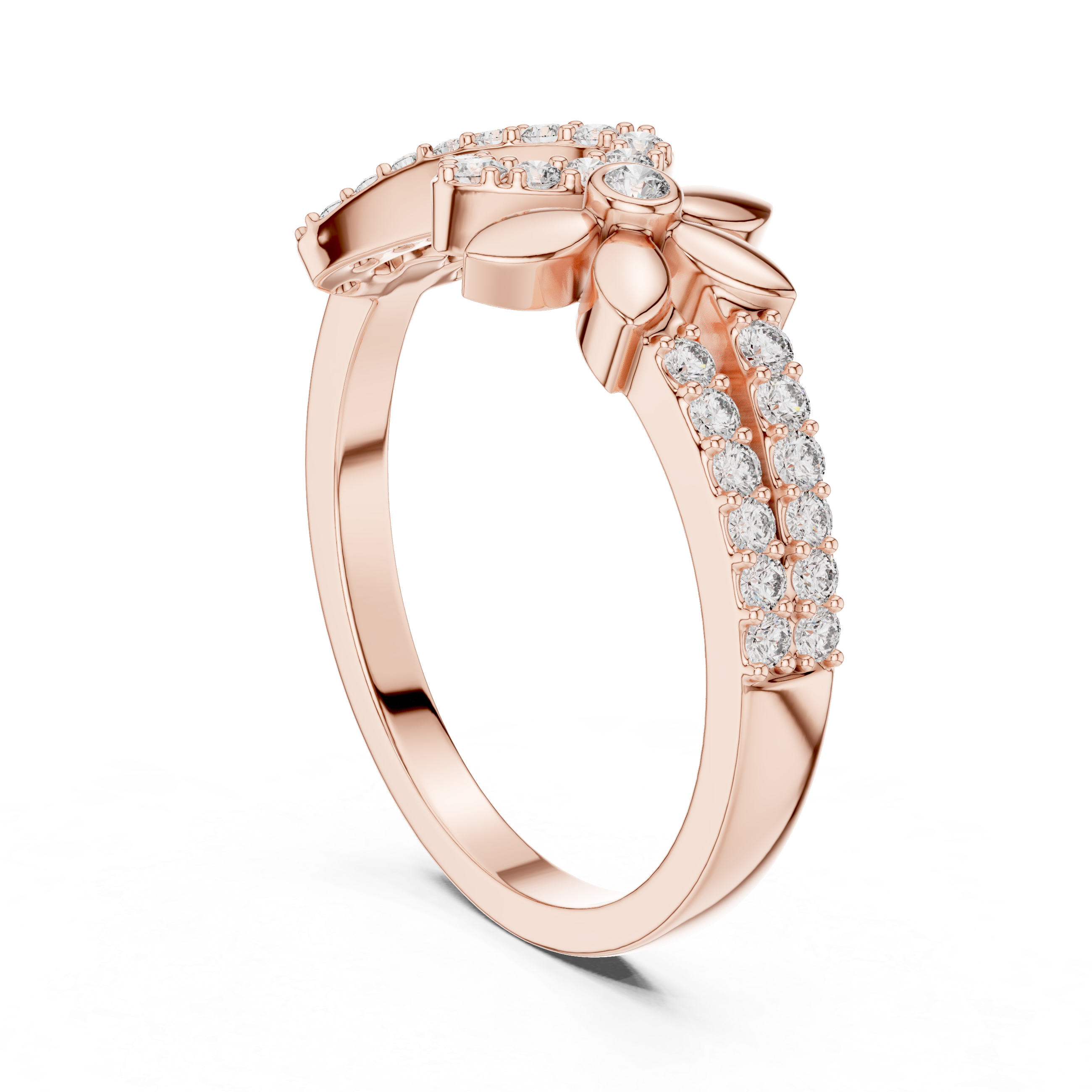 925 Silver Moissanite Floral Infinity Wedding Ring 14K Gold Plated