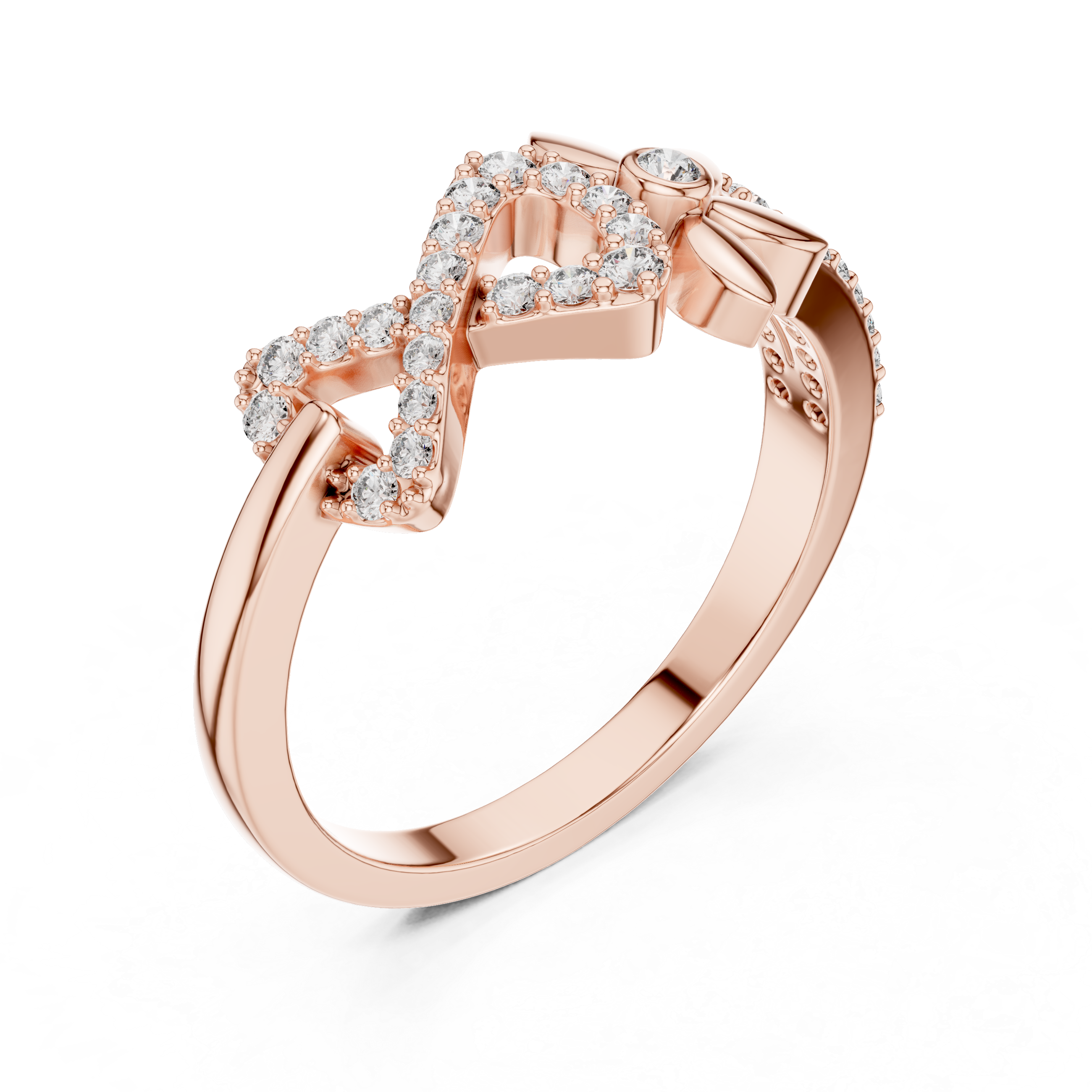 925 Silver Moissanite Floral Infinity Wedding Ring 14K Gold Plated