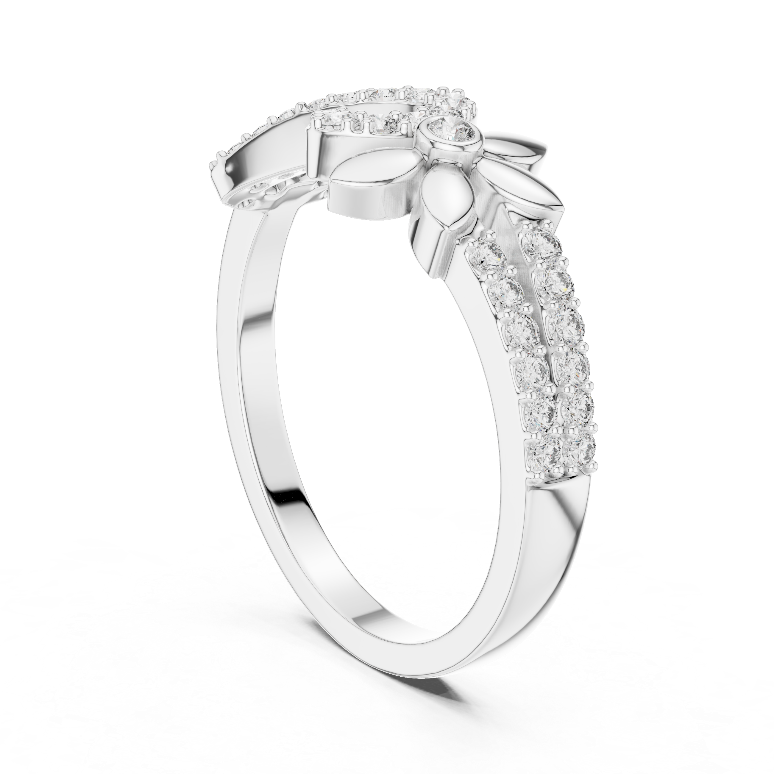925 Silver Moissanite Floral Infinity Wedding Ring 14K Gold Plated