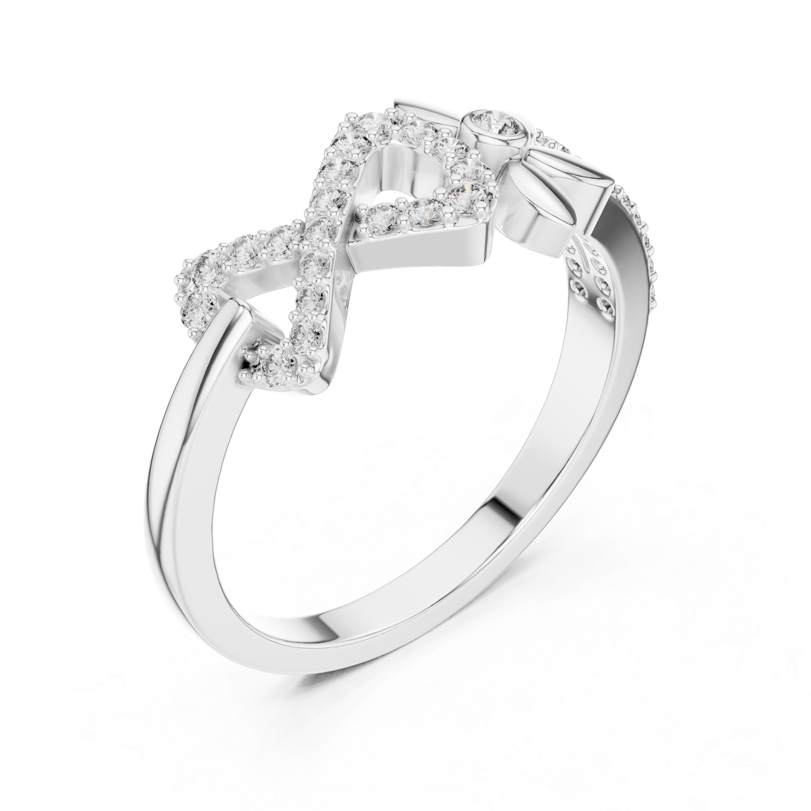 925 Silver Moissanite Floral Infinity Wedding Ring 14K Gold Plated