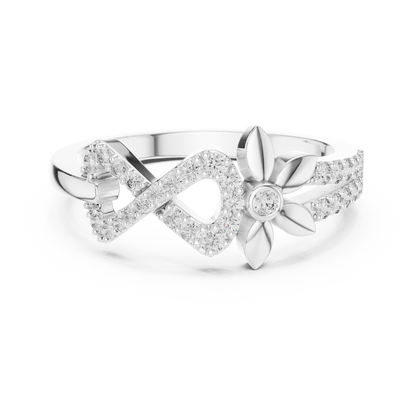 925 Silver Moissanite Floral Infinity Wedding Ring 14K Gold Plated