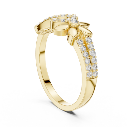 925 Silver Moissanite Floral Infinity Wedding Ring 14K Gold Plated