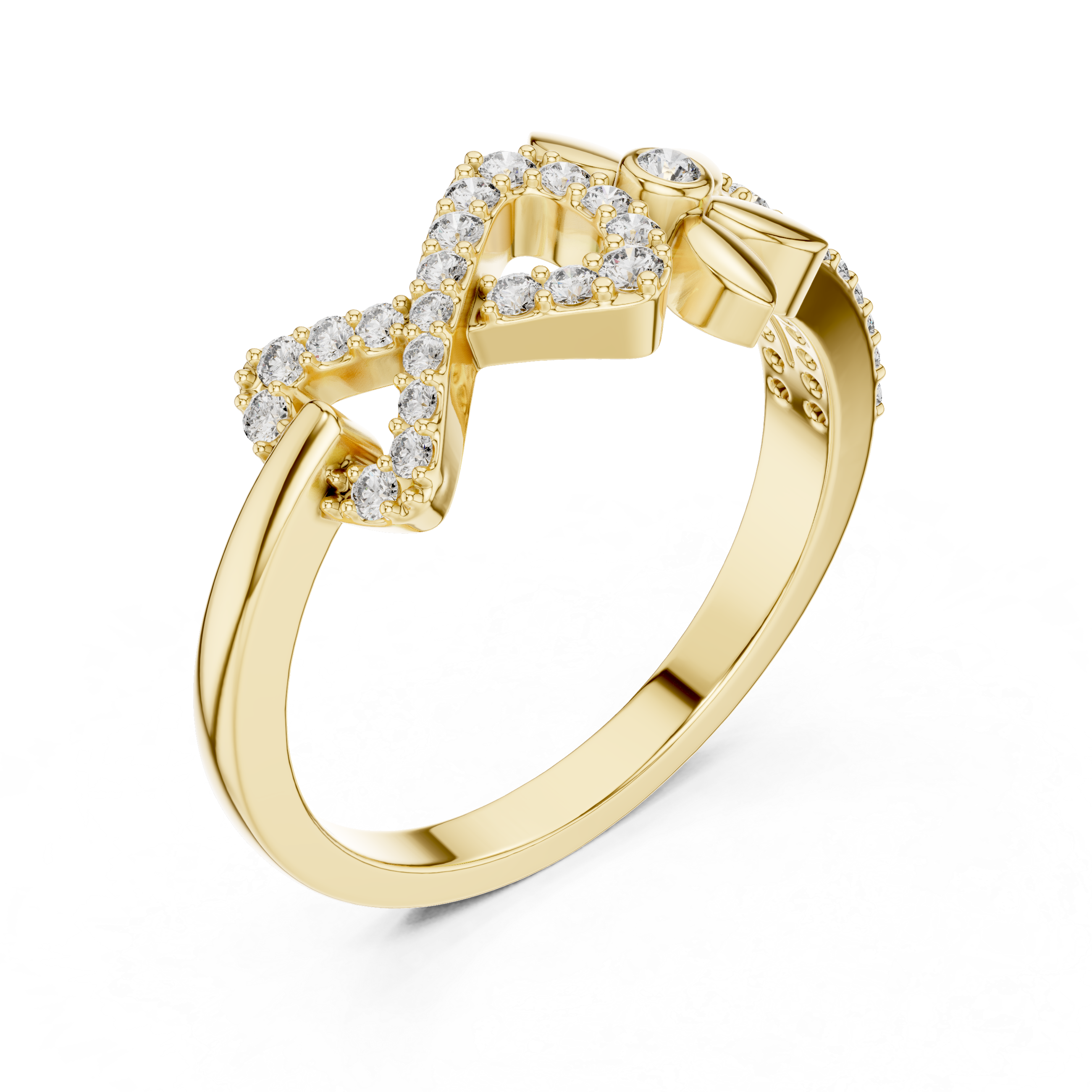 925 Silver Moissanite Floral Infinity Wedding Ring 14K Gold Plated