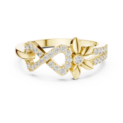 925 Silver Moissanite Floral Infinity Wedding Ring 14K Gold Plated