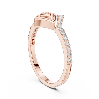 925 Silver Moissanite Architectural Geometric Chevron Ring 14K Gold Plated