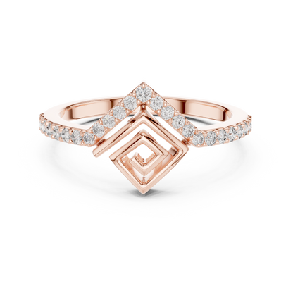 925 Silver Moissanite Architectural Geometric Chevron Ring 14K Gold Plated