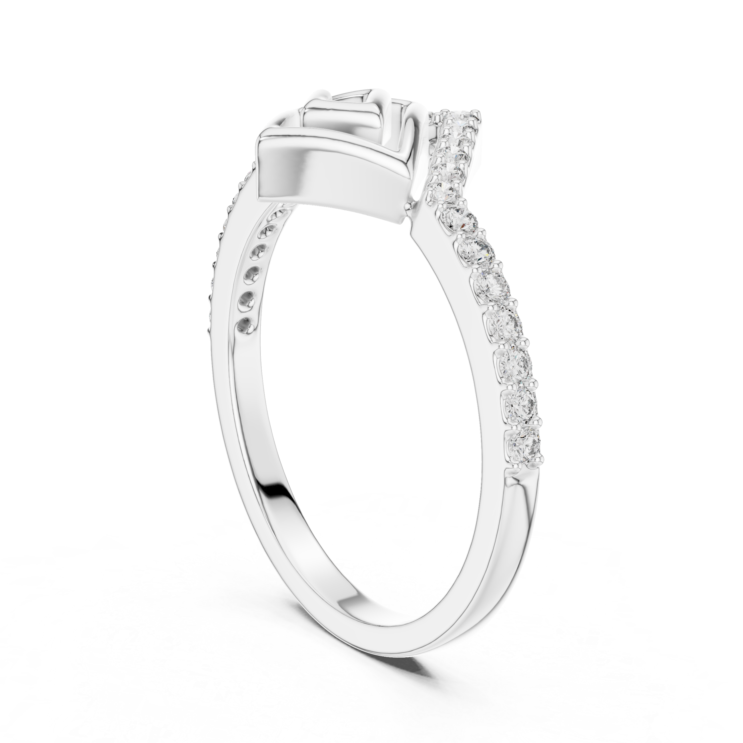 925 Silver Moissanite Architectural Geometric Chevron Ring 14K Gold Plated