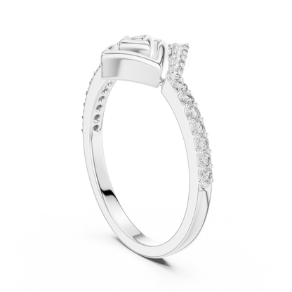925 Silver Moissanite Architectural Geometric Chevron Ring 14K Gold Plated