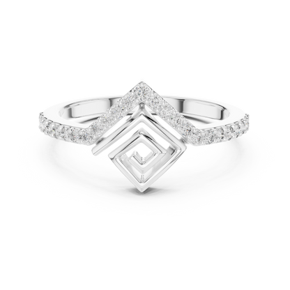 925 Silver Moissanite Architectural Geometric Chevron Ring 14K Gold Plated