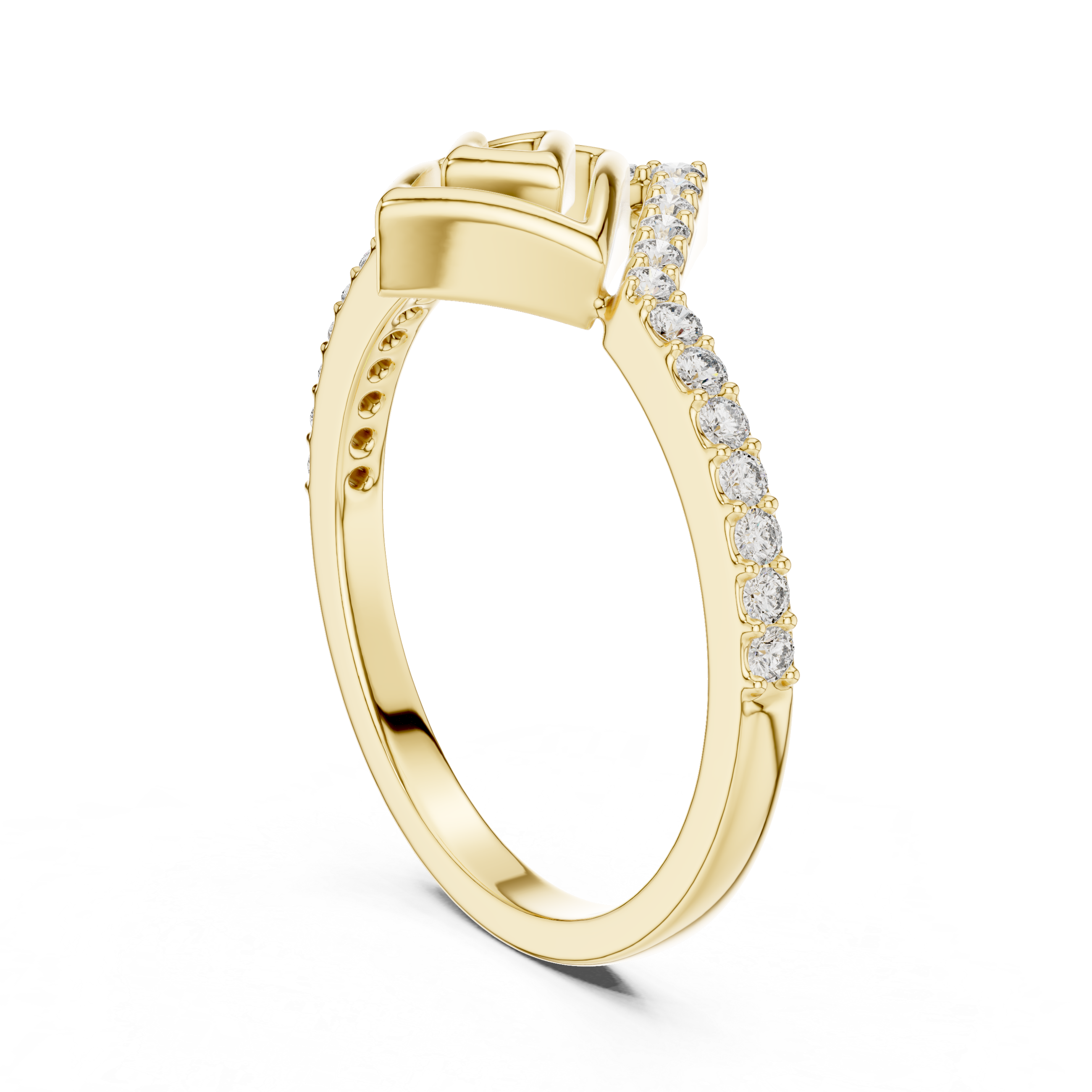 925 Silver Moissanite Architectural Geometric Chevron Ring 14K Gold Plated