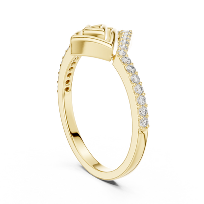 925 Silver Moissanite Architectural Geometric Chevron Ring 14K Gold Plated