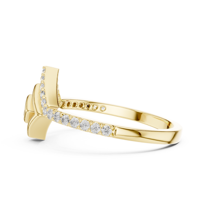 925 Silver Moissanite Architectural Geometric Chevron Ring 14K Gold Plated