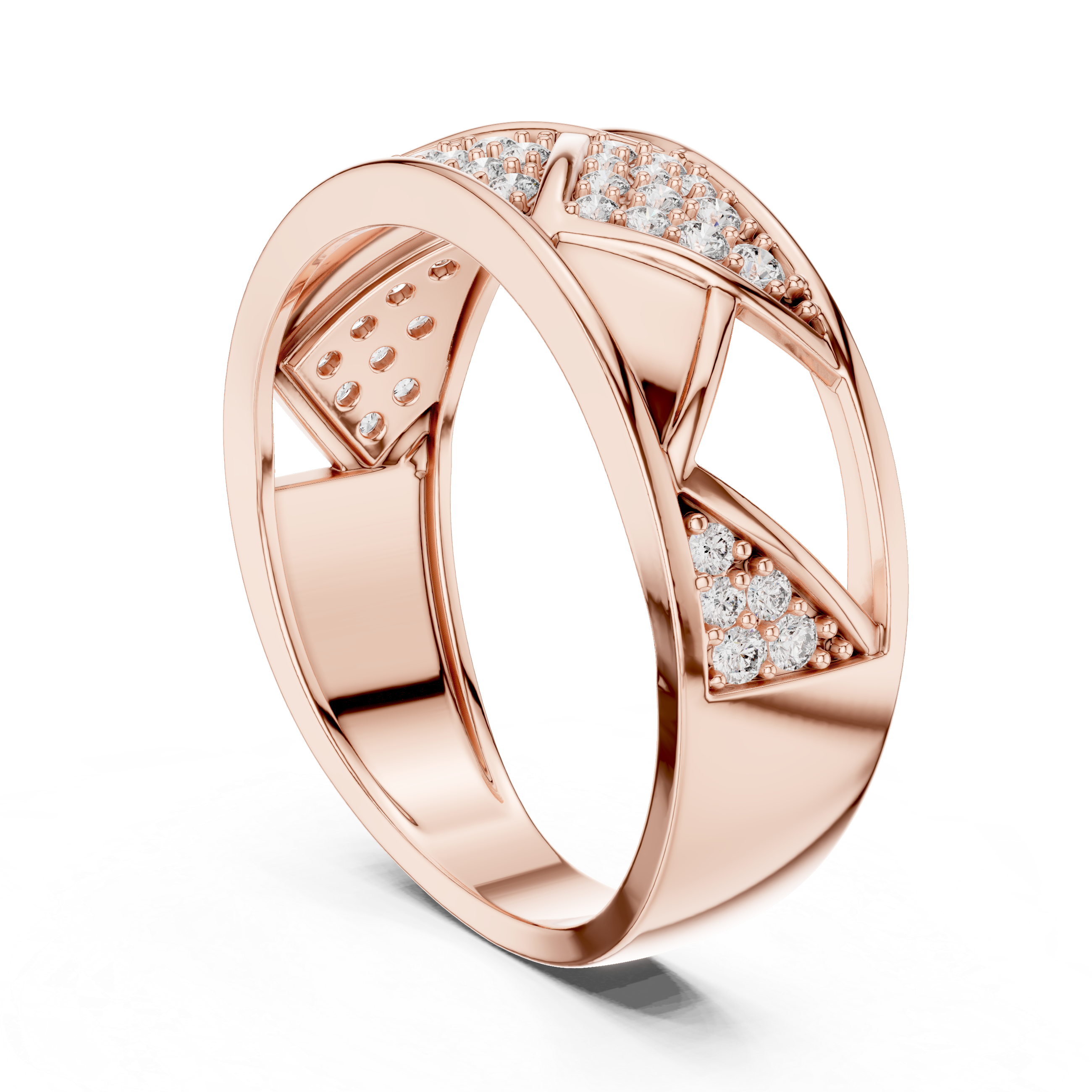 925 Silver Moissanite Geometric Triangle Mens Band Ring 14k Gold Plated