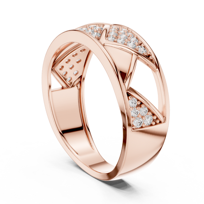 925 Silver Moissanite Geometric Triangle Mens Band Ring 14k Gold Plated