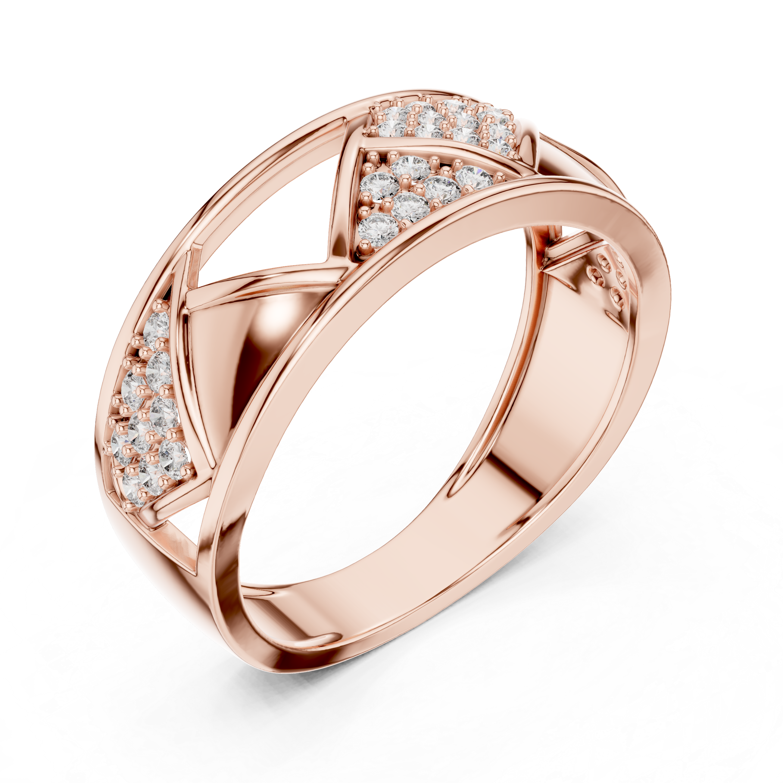 925 Silver Moissanite Geometric Triangle Mens Band Ring 14k Gold Plated