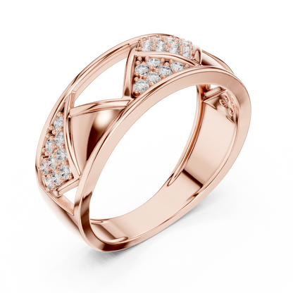 925 Silver Moissanite Geometric Triangle Mens Band Ring 14k Gold Plated