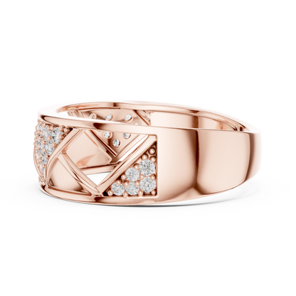 925 Silver Moissanite Geometric Triangle Mens Band Ring 14k Gold Plated