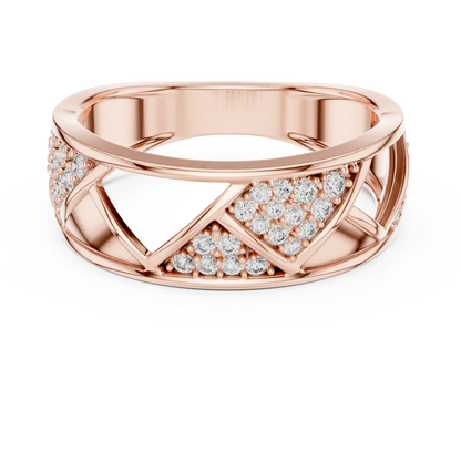 925 Silver Moissanite Geometric Triangle Mens Band Ring 14k Gold Plated
