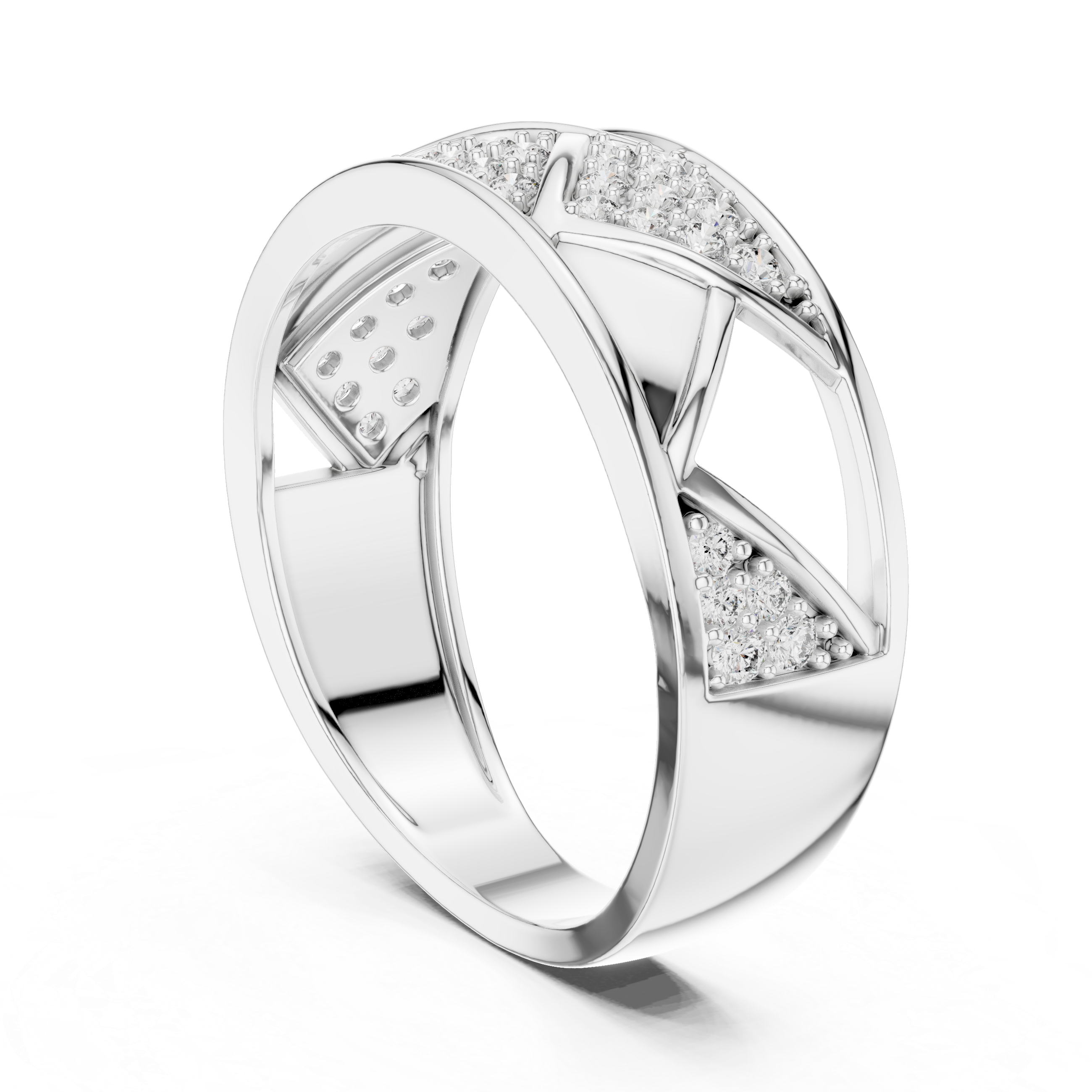 925 Silver Moissanite Geometric Triangle Mens Band Ring 14k Gold Plated