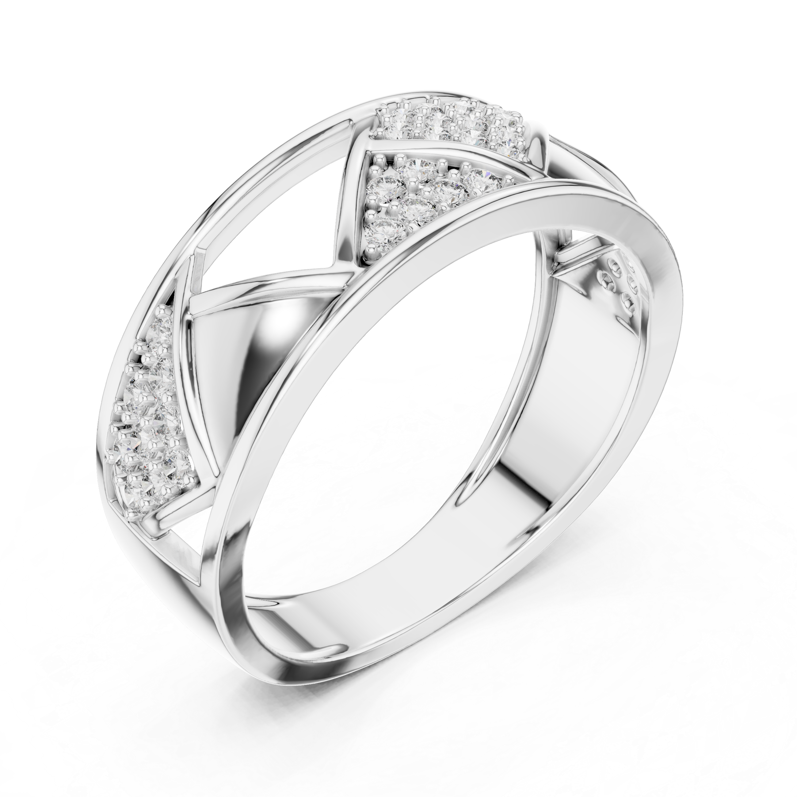 925 Silver Moissanite Geometric Triangle Mens Band Ring 14k Gold Plated