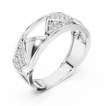 925 Silver Moissanite Geometric Triangle Mens Band Ring 14k Gold Plated