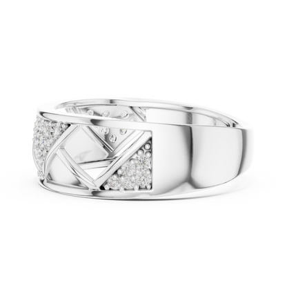 925 Silver Moissanite Geometric Triangle Mens Band Ring 14k Gold Plated