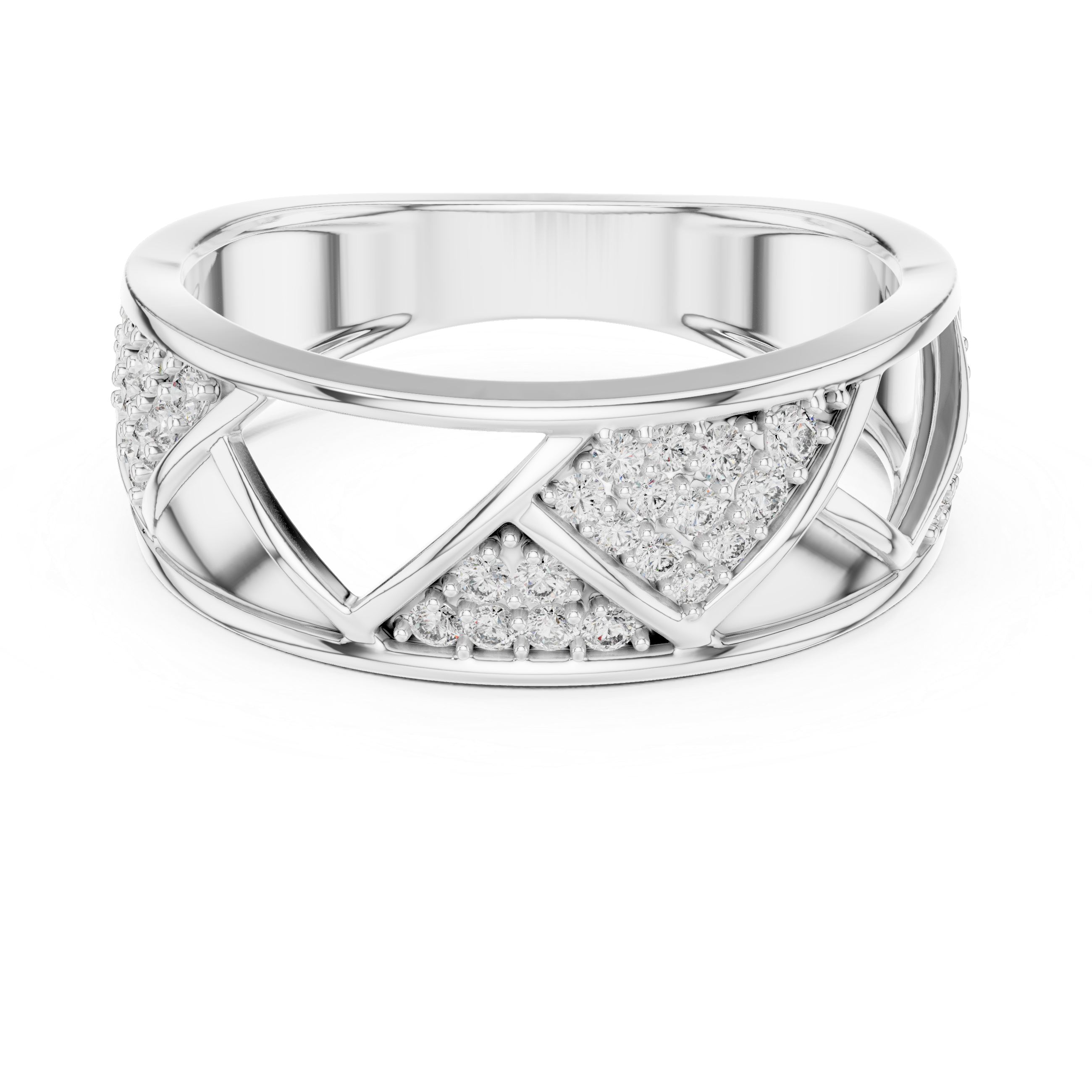 925 Silver Moissanite Geometric Triangle Mens Band Ring 14k Gold Plated