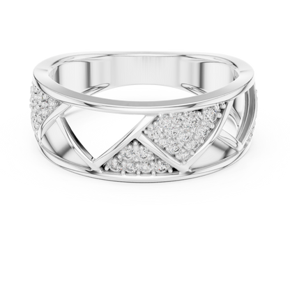925 Silver Moissanite Geometric Triangle Mens Band Ring 14k Gold Plated