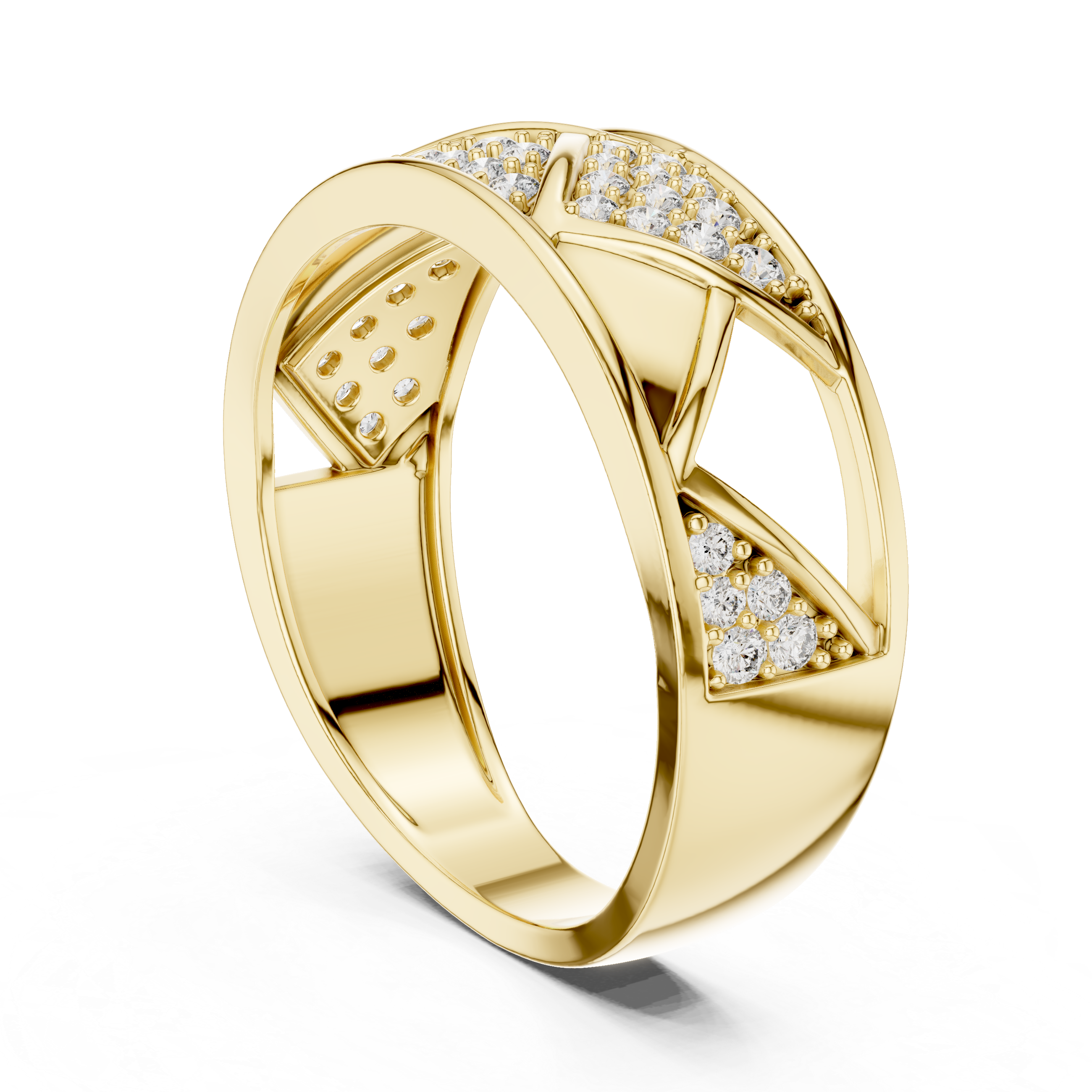 925 Silver Moissanite Geometric Triangle Mens Band Ring 14k Gold Plated