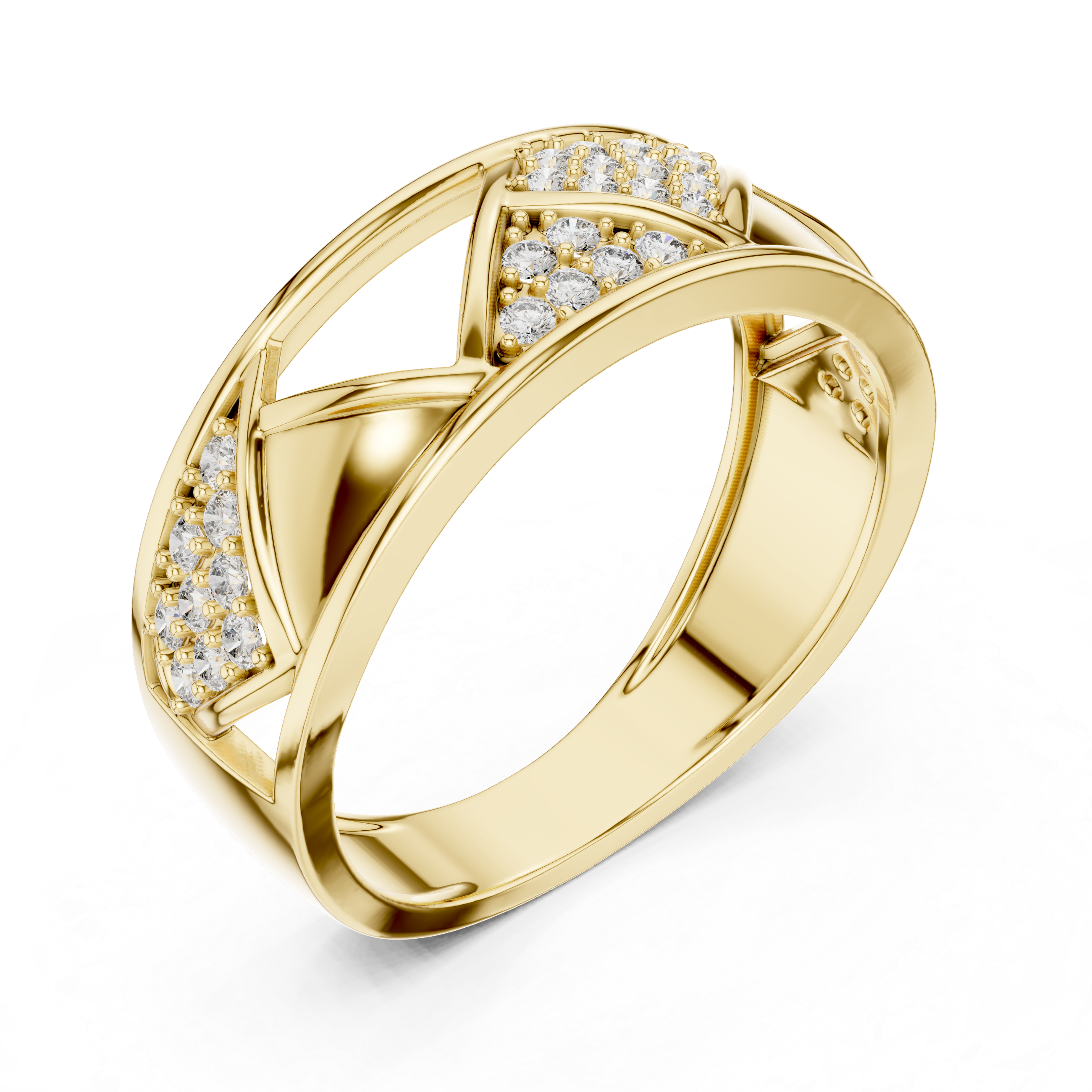 925 Silver Moissanite Geometric Triangle Mens Band Ring 14k Gold Plated