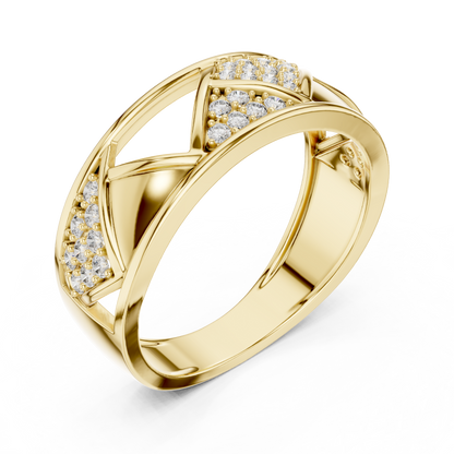 925 Silver Moissanite Geometric Triangle Mens Band Ring 14k Gold Plated