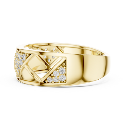 925 Silver Moissanite Geometric Triangle Mens Band Ring 14k Gold Plated