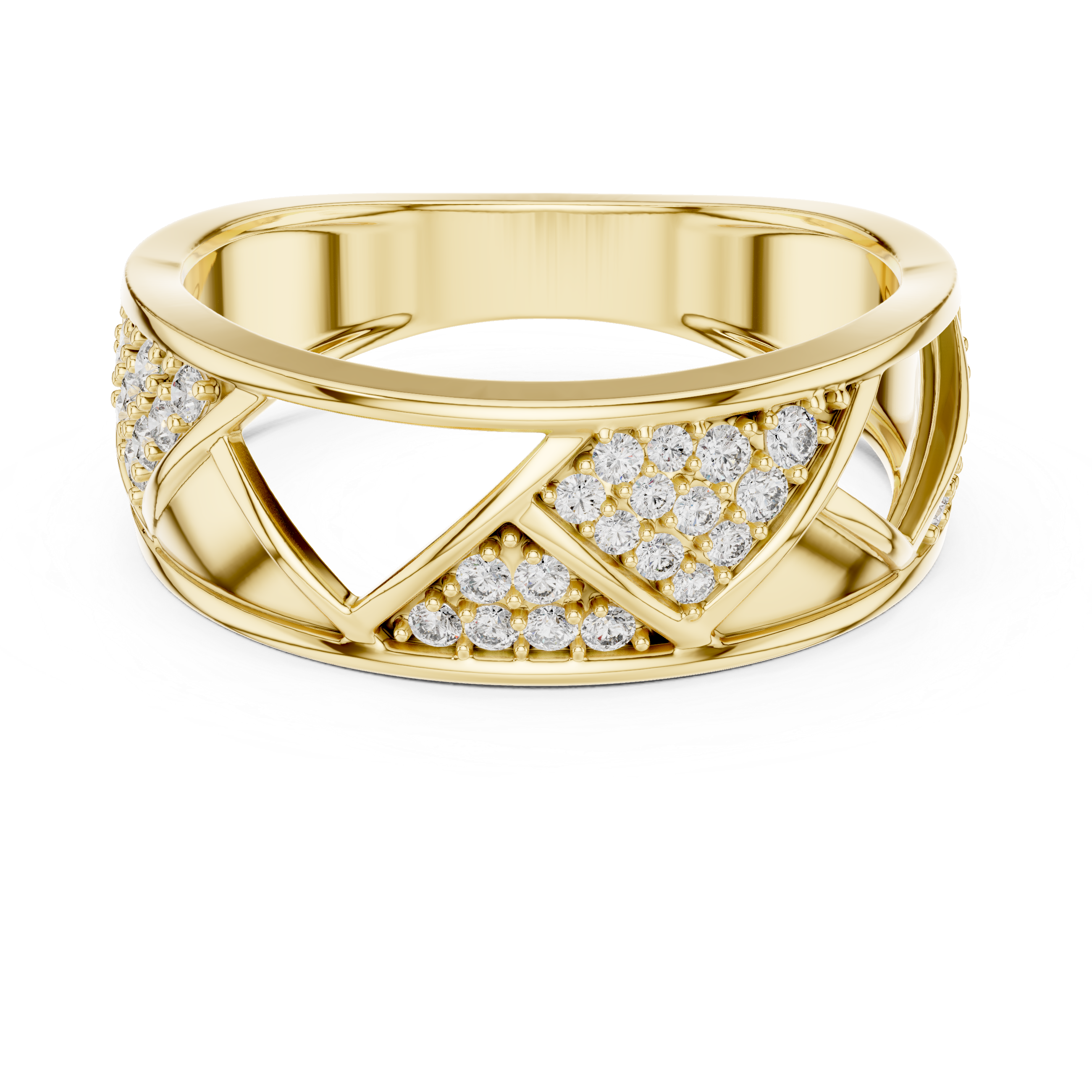 925 Silver Moissanite Geometric Triangle Mens Band Ring 14k Gold Plated